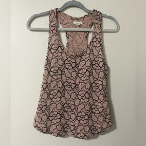 Urban Outfitters Silence & Noise Pink Black Floral Lace Racerback Size Medium